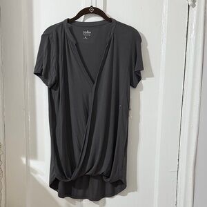 NWT New York & Company Dark Gray Drape Blouse